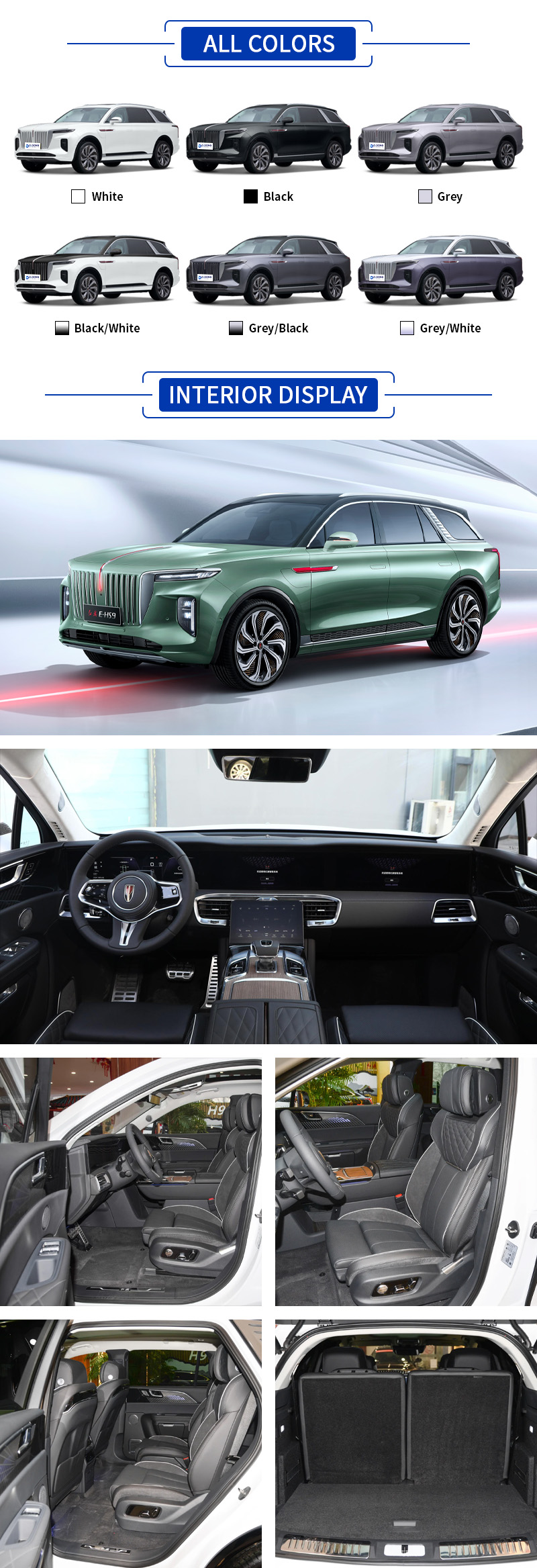 HongQi E-HS9 All Colors,HongQi E-HS9 All Interior Display